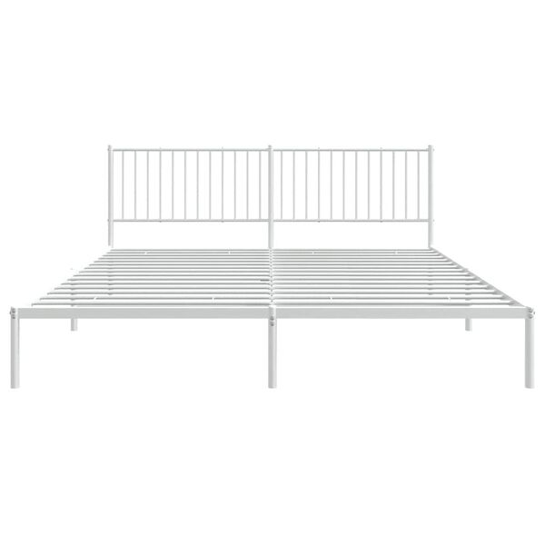 vidaXL Metal Bed Frame without Mattress with Headboard White 193x203cm