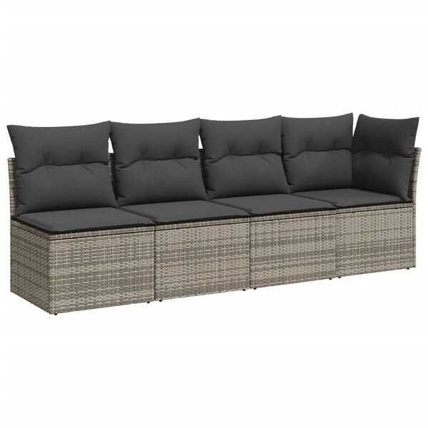 vidaXL 9 Piece Garden Sofa Set with Cushions Grey Poly Rattan