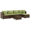 vidaXL 5 Piece Garden Lounge Set with Cushions Brown Poly Rattan