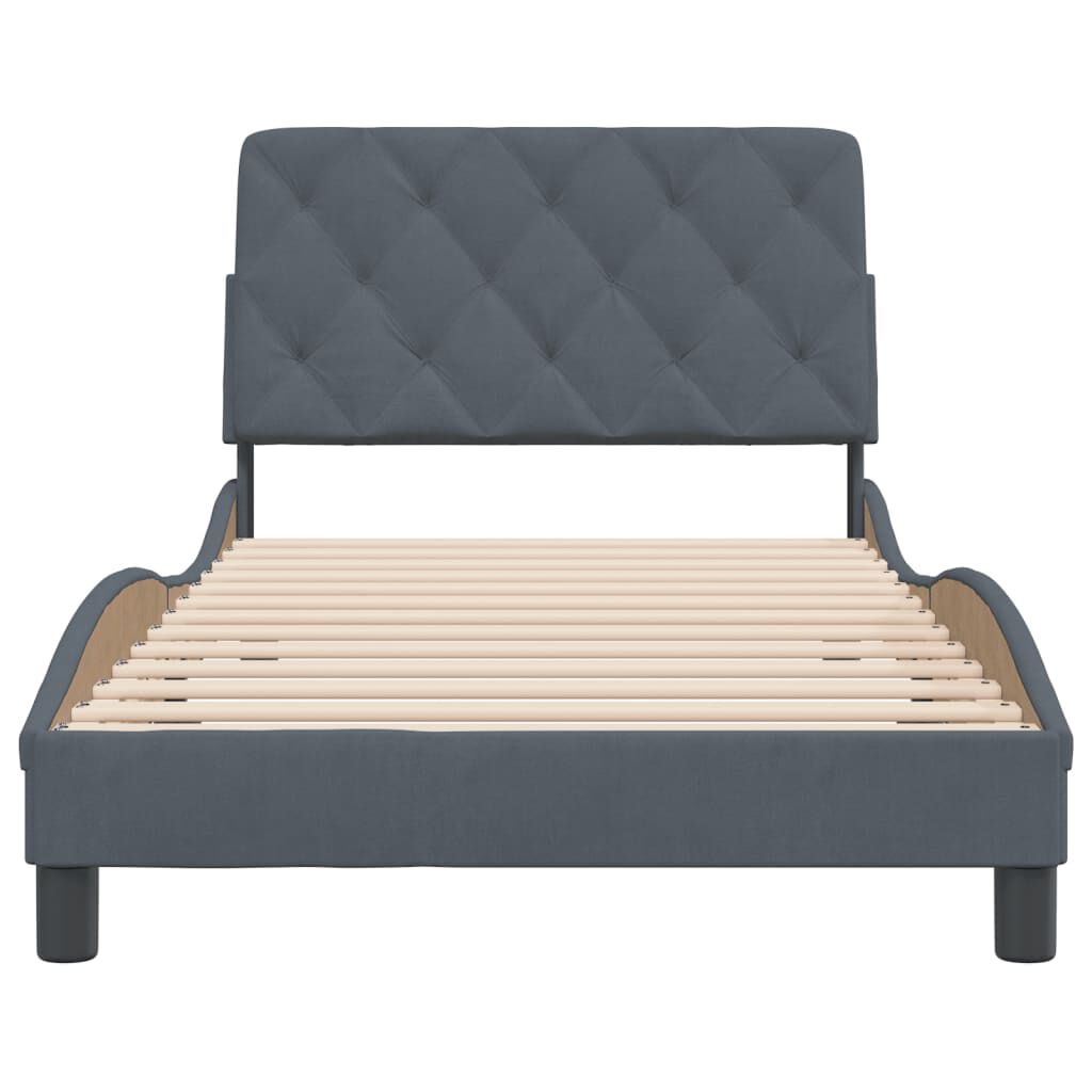 vidaXL Bed Frame without Mattress Dark Grey 100x190 cm Velvet