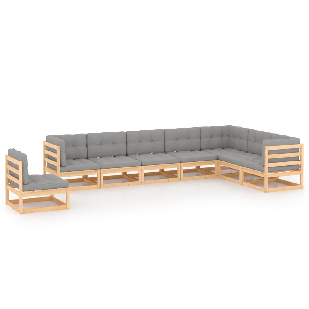 vidaXL 8 Piece Garden Lounge Set with Cushions Solid Pinewood
