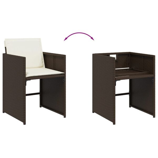 vidaXL 9 Piece Garden Dining Set with Cushions Brown Poly Rattan