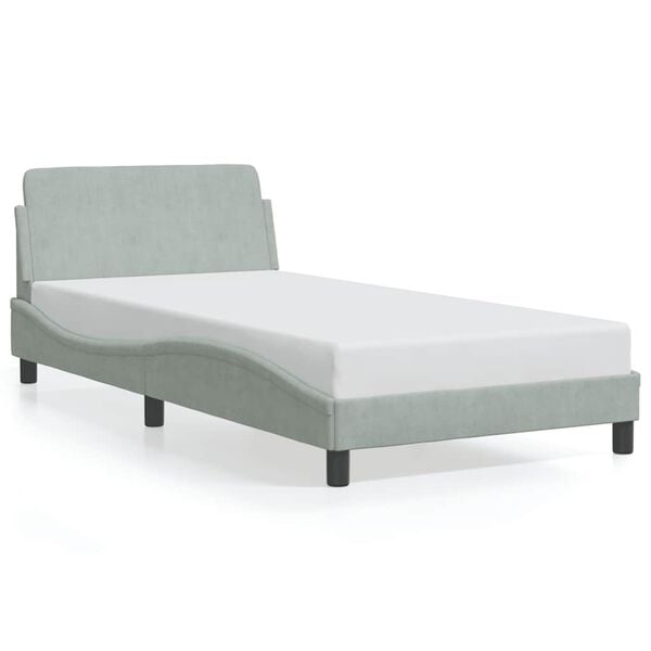vidaXL Bed Frame "Dover" Light Grey 100x190 cm Velvet