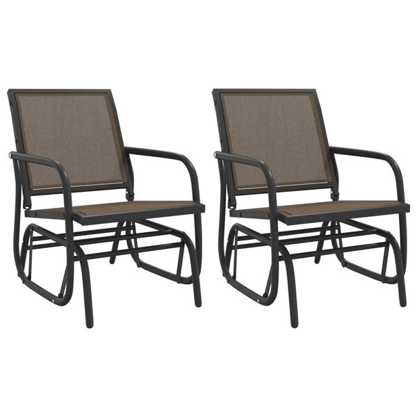 vidaXL 3 Piece Garden Glider Lounge Set Brown Textilene and Steel