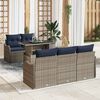vidaXL Garden Sofa Set with Cushion 6 pcs Grey and Navy Poly Rattan