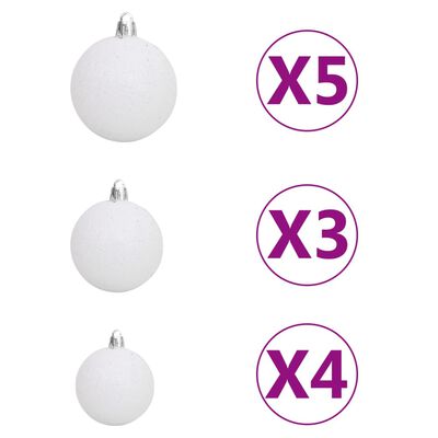 vidaXL Artificial Pre-lit Christmas Tree with Ball Set White 150 cm PVC