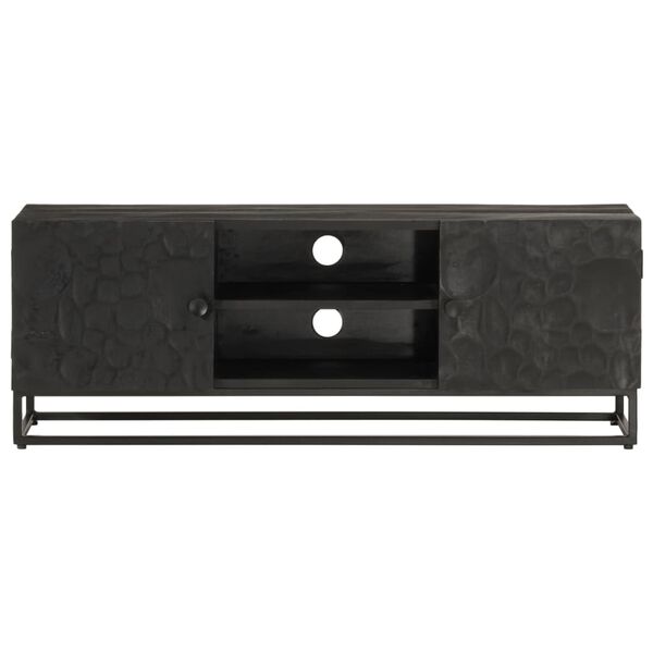 vidaXL TV Cabinet Black 110x30x40 cm Solid Wood Mango and Iron