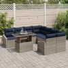 vidaXL Garden Sofa Set 9 pcs Grey and Navy Blue Poly Rattan