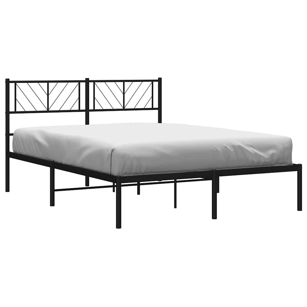 vidaXL Metal Bed Frame without Mattress with Headboard Black 135x190cm