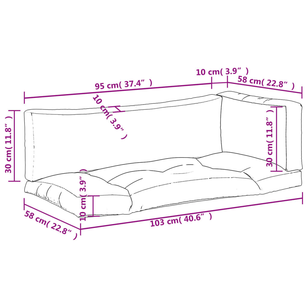 vidaXL Pallet Cushions 3 pcs Taupe Fabric