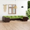 vidaXL 9 Piece Garden Lounge Set with Cushions Poly Rattan Brown