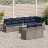 vidaXL Garden Sofa Set with Cushion 9 pcs Grey Poly Rattan