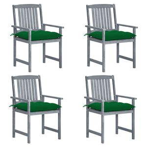 vidaXL Garden Chairs with Cushions 4 pcs Grey Solid Acacia Wood
