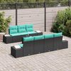 vidaXL Garden Sofa Set 8 pcs Black Poly rattan
