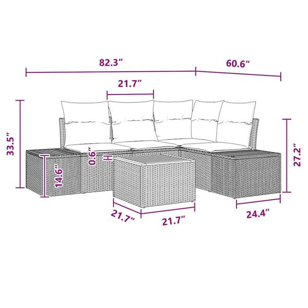 vidaXL Garden Sofa Set 5 pcs Black and turquoise