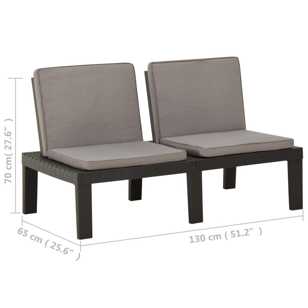 vidaXL 2 Piece Garden Lounge Set with Cushions Plastic Grey