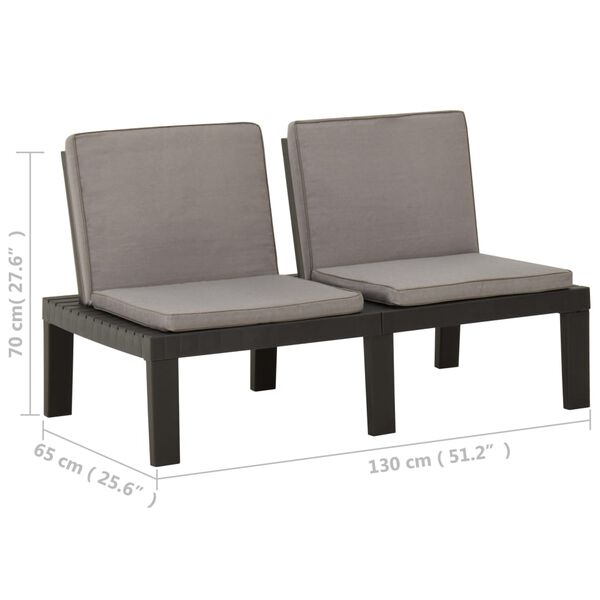 vidaXL 2 Piece Garden Lounge Set with Cushions Plastic Grey