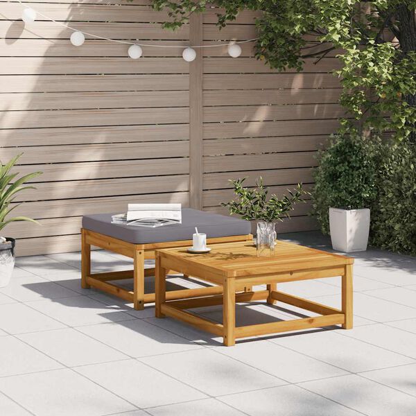 vidaXL Garden Footstool with Cushions Solid Wood Acacia