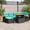 vidaXL 7 Piece Garden Sofa Set with Cushions Brown Poly Rattan Acacia