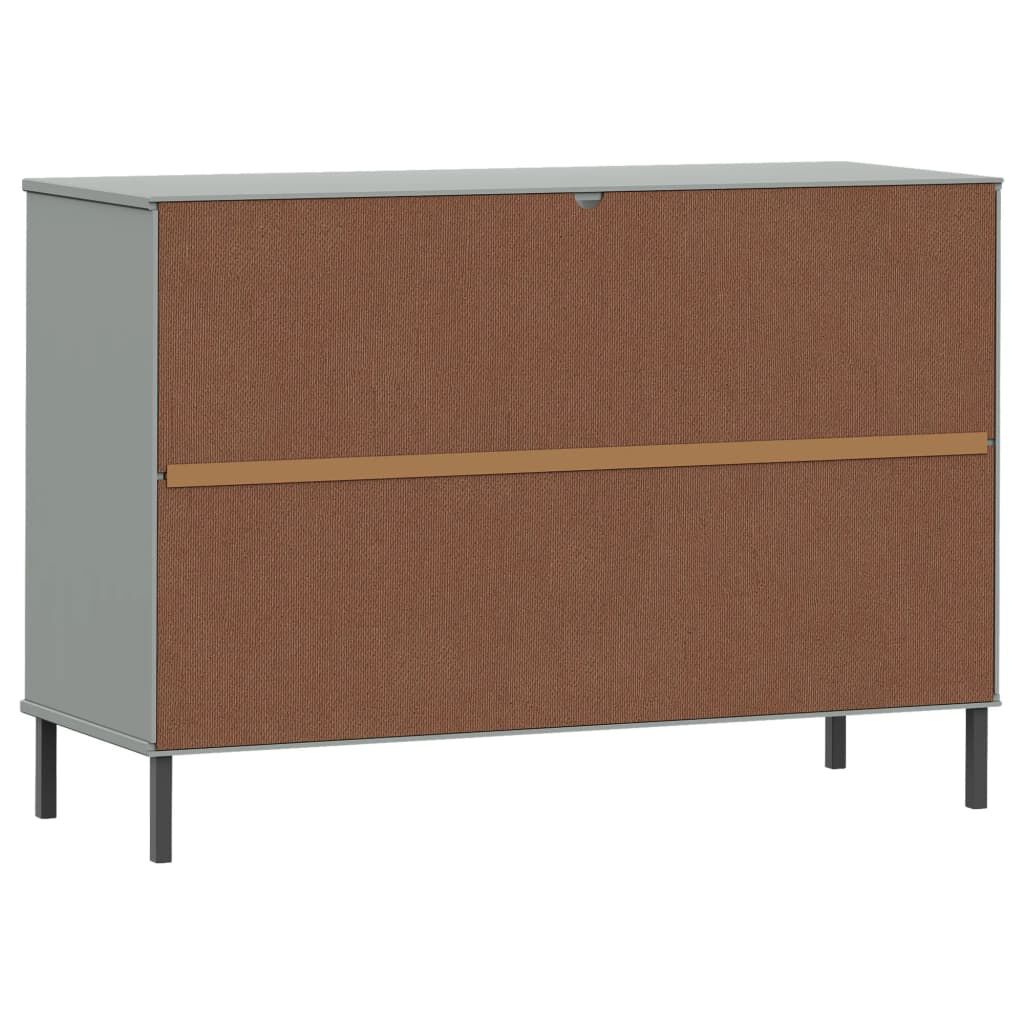vidaXL Sideboard with Metal Legs Grey 113x40x77 cm Solid Wood OSLO