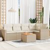 vidaXL 6 Piece Garden Sofa Set with Cushions Beige Poly Rattan