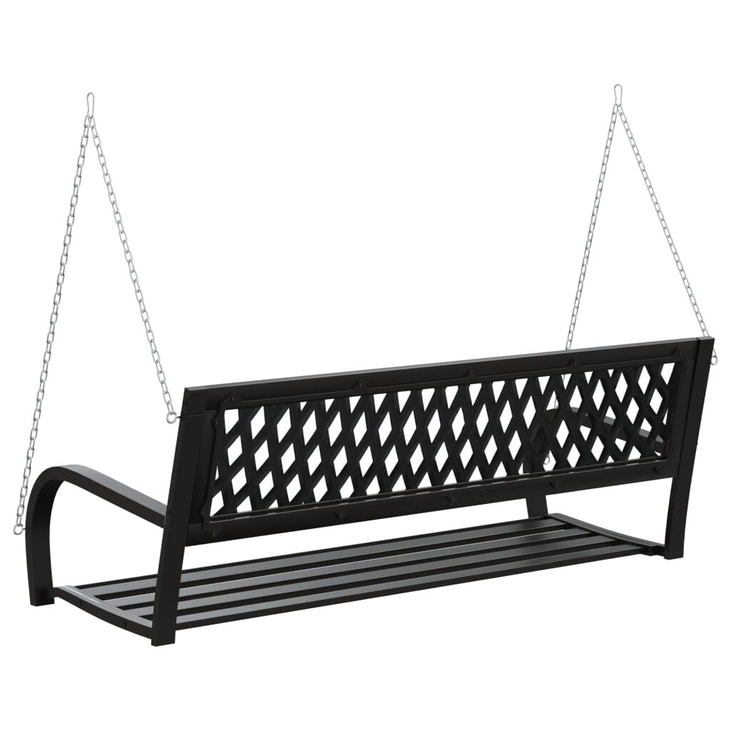 vidaXL Garden Swing Bench 125 cm Steel and Plastic Black