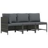 vidaXL 3 Piece Garden Lounge Set with Cushions Poly Rattan Grey