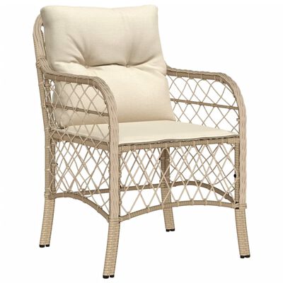 vidaXL 3 Piece Bistro Set with Cushions Beige Poly Rattan