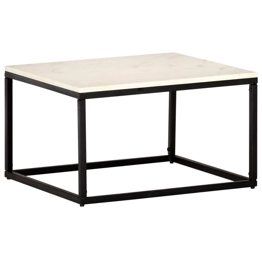 vidaXL Coffee Table White 60x60x35 cm Real Stone with Marble Texture