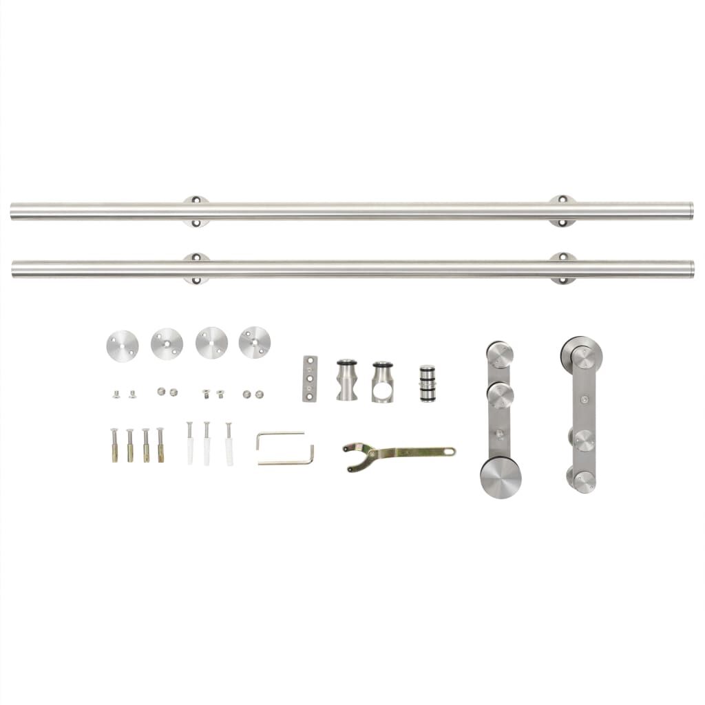 vidaXL Sliding Door Hardware Kit 183 cm Stainless Steel Silver