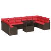 vidaXL Garden Sofa Set with Cushion 11 pcs Brown Poly rattan