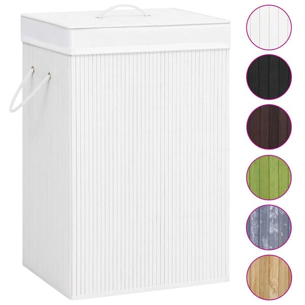 vidaXL Bamboo Laundry Basket White 72 L