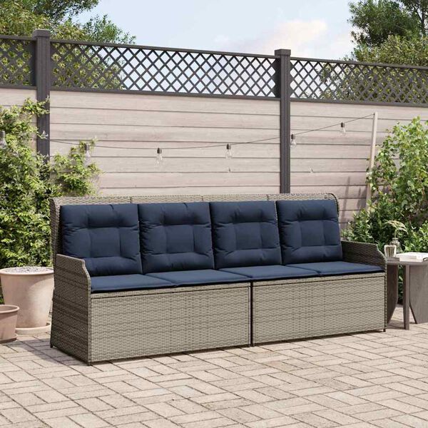 vidaXL Garden Bench with Cushion Grey Poly rattan