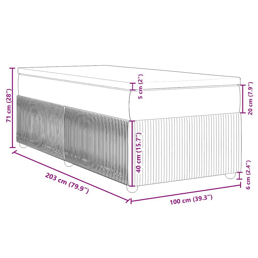 vidaXL Box Spring Bed with Mattress Light Grey Twin XL Velvet