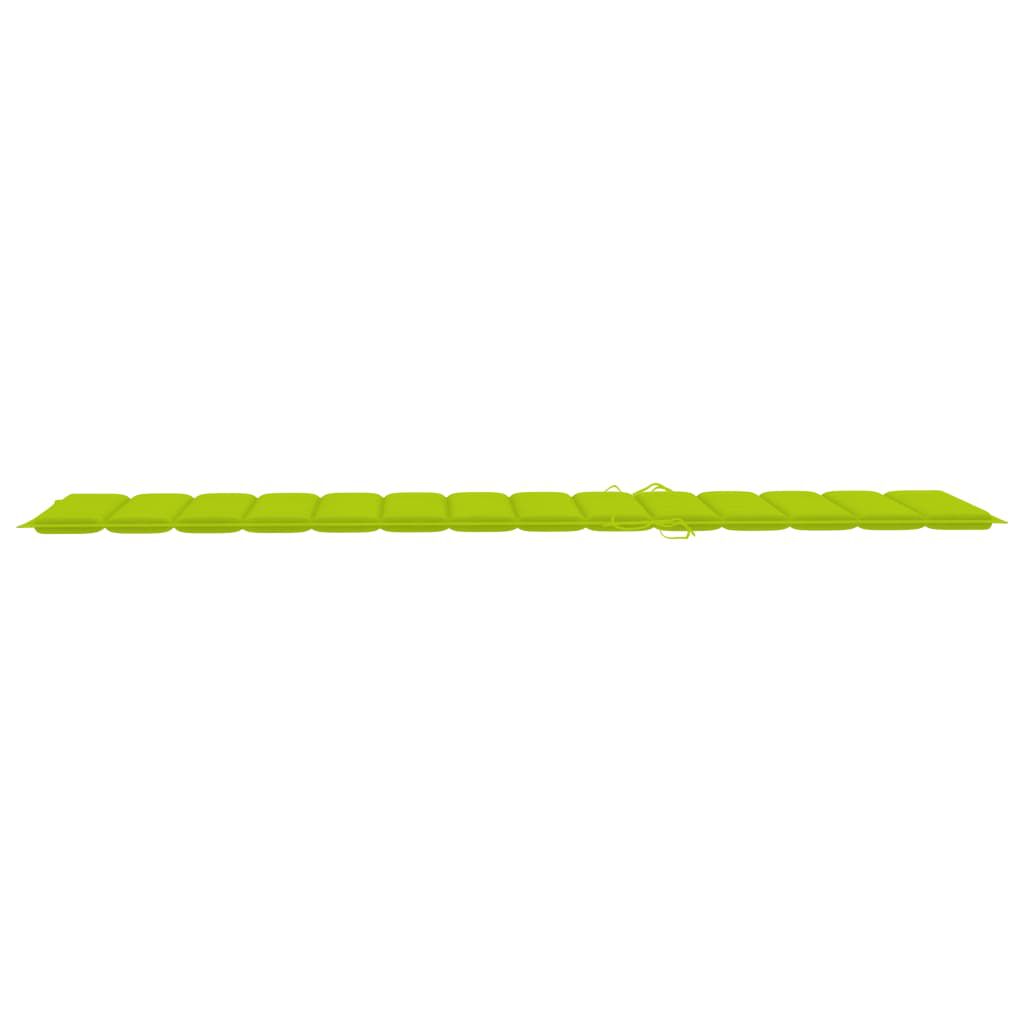 vidaXL Sun Lounger with Bright Green Cushion Solid Teak Wood