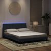 vidaXL Bed Frame with LED without Mattress "Hanko" Dark Grey 152x203 cm Queen Velvet