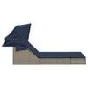 vidaXL Double Sun Lounger with Canopy and Cushions Grey Poly Rattan