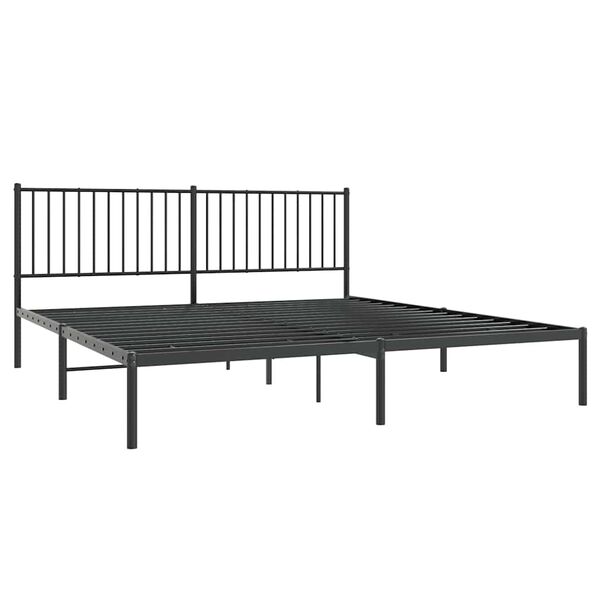 vidaXL Metal Bed Frame without Mattress with Headboard Black 183x213cm