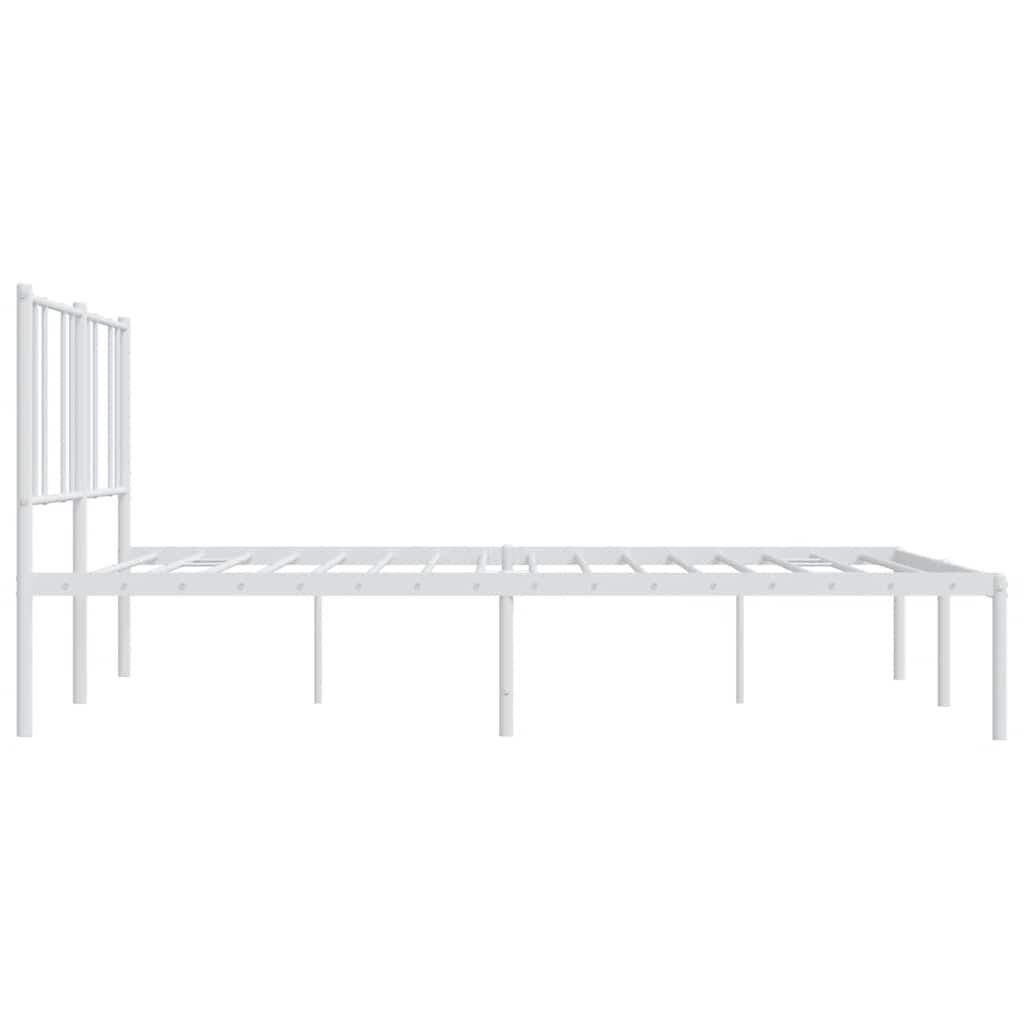 vidaXL Metal Bed Frame without Mattress with Headboard White 193x203cm