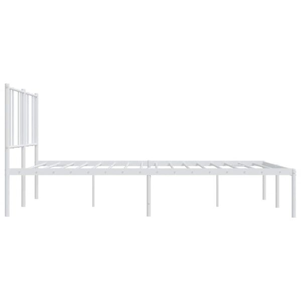 vidaXL Metal Bed Frame without Mattress with Headboard White 193x203cm