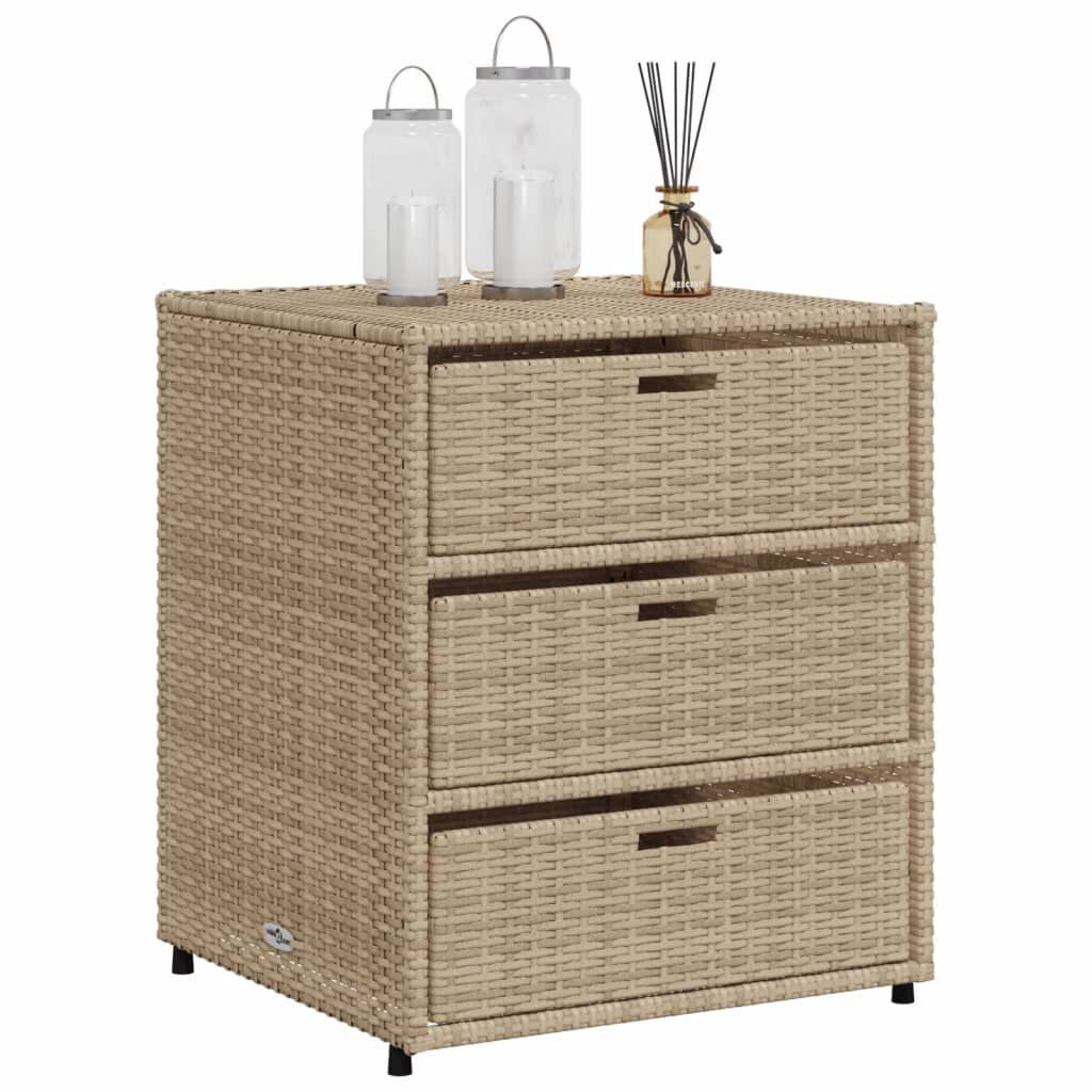 vidaXL Garden Storage Cabinet Beige 55x59x69 cm Poly Rattan