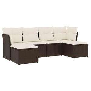 vidaXL 6 Piece Garden Sofa Set with Cushions Brown Poly Rattan