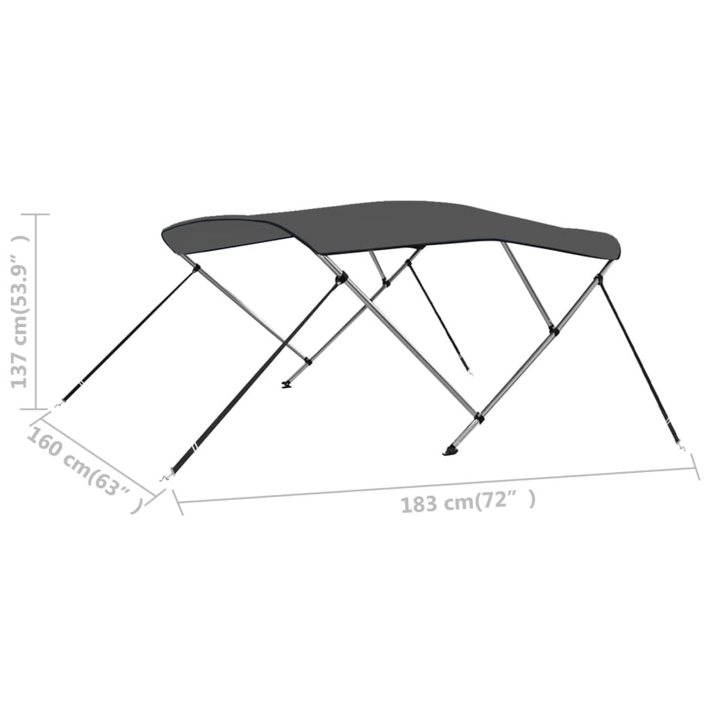 vidaXL 3 Bow Bimini Top Anthracite 183x160x137 cm