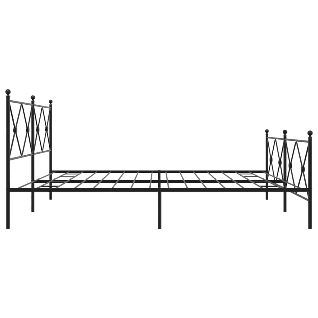 vidaXL Metal Bed Frame without Mattress with Footboard Black 193x203cm
