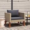 vidaXL Single Garden Sofa with Cushions Poly Rattan Beige