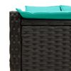 vidaXL Double Sun Lounger with Cushions Black Poly Rattan