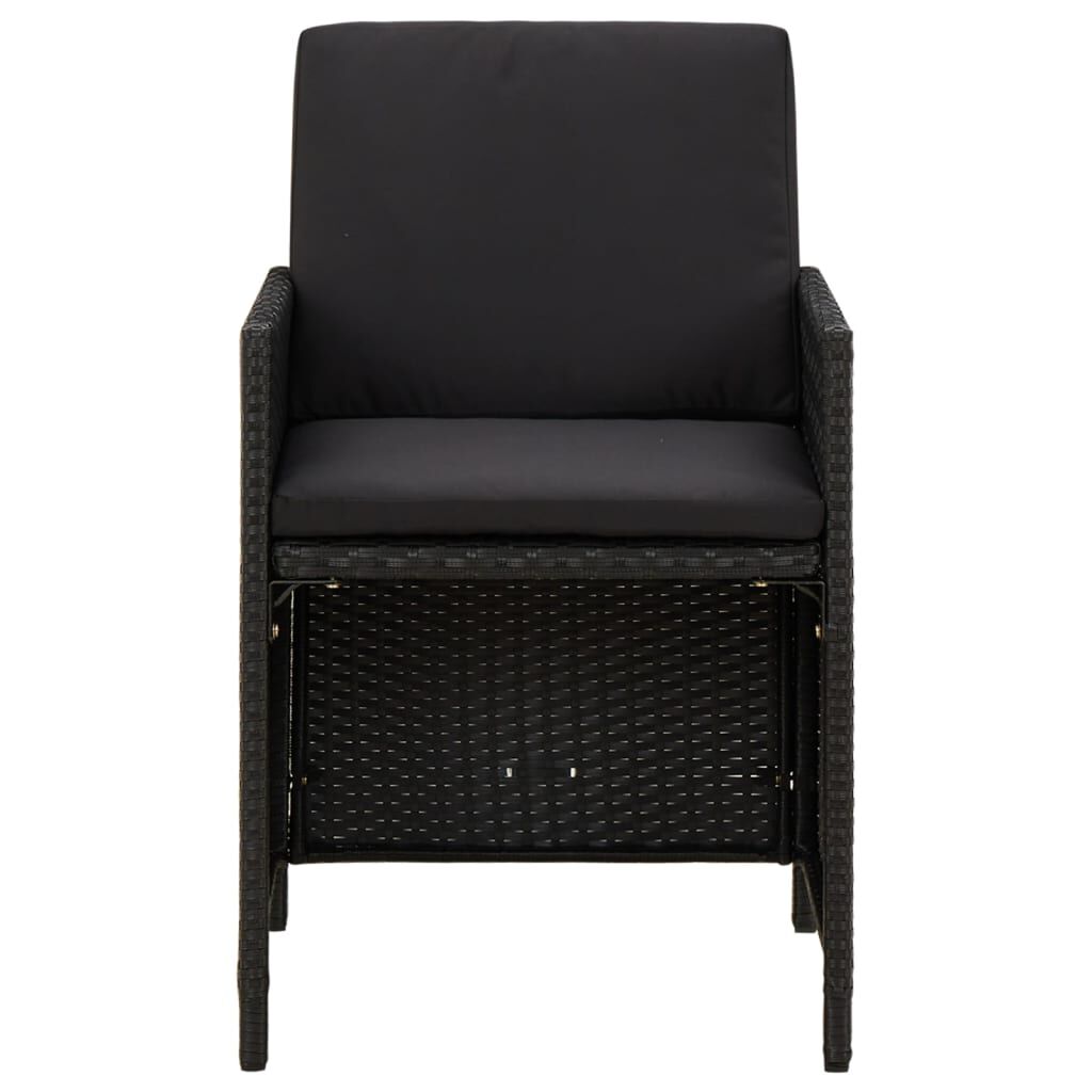 vidaXL Garden Chairs with Cushions 4 pcs Poly Rattan Black