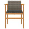 vidaXL Garden Chairs with Cushions 2 pcs Grey Poly Rattan&Solid Wood