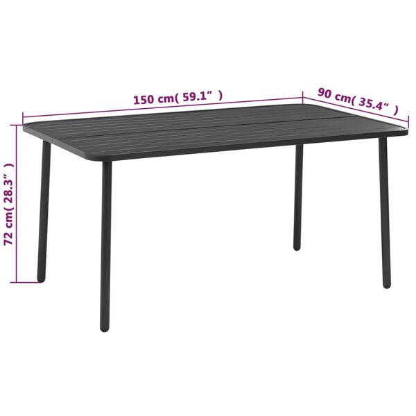 vidaXL 7 Piece Outdoor Dining Set Steel Dark Grey