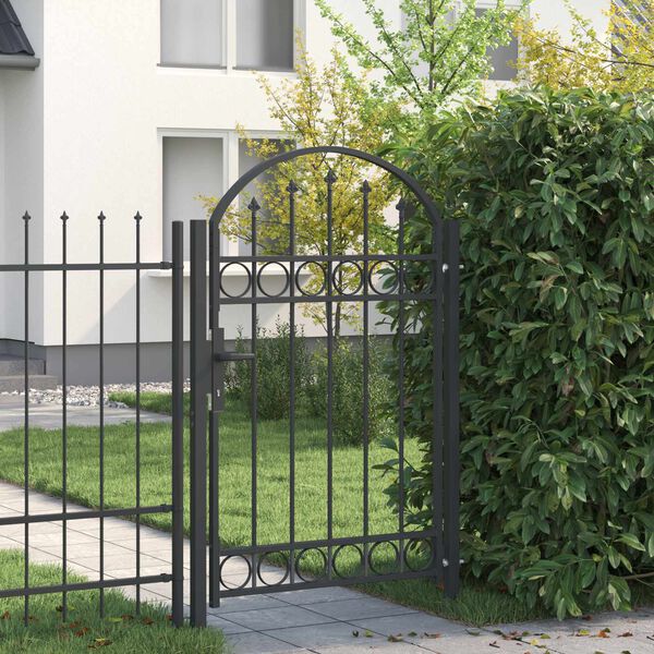 vidaXL Fence Gate with Lock Grey 100 x 150 cm Powder-Coated Steel